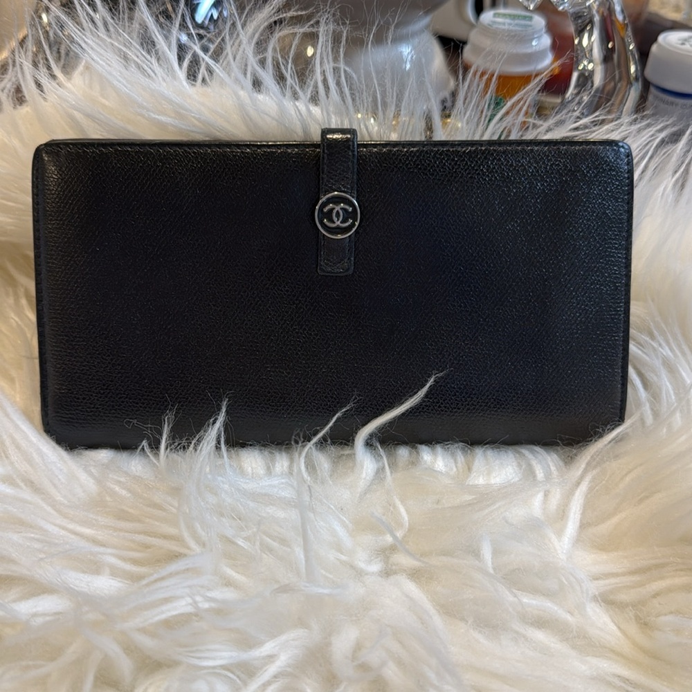🖤🖤🔥Chanel CC Button Black Leather Wallet 07